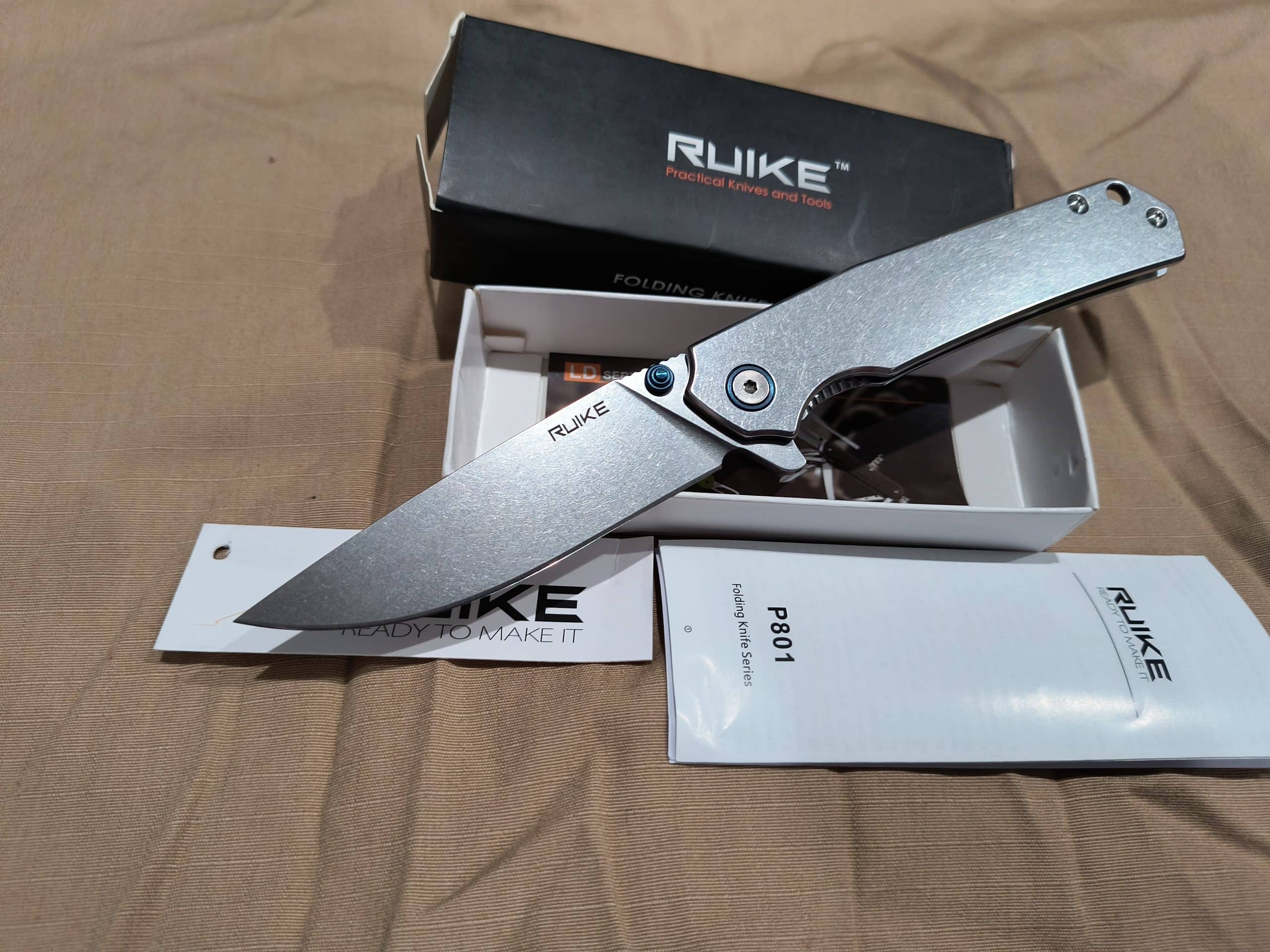 RUIKE P801 Frame Lock Knife Stainless Steel (3.5″ Stonewash)