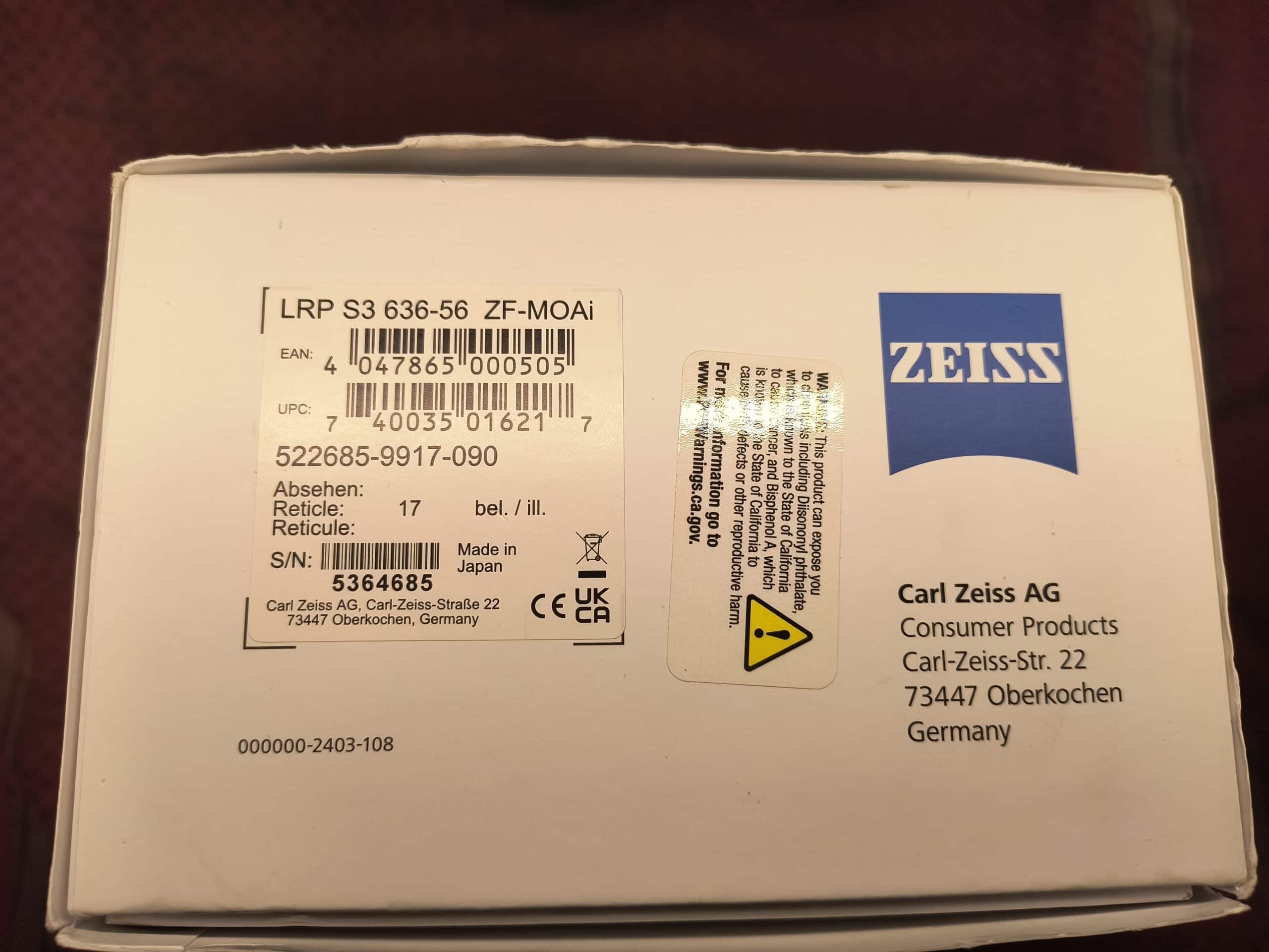 ZEISS LRP S3 6-36×56 W/Adversus Scope Mount  D34-H38 & ScopeLink Rail